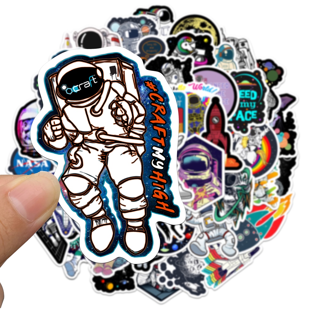 NASA Bộ 10/50 Miếng Dán Hình Phi Hành Gia Hoạt Hình Trang Trí Nhà Cửa