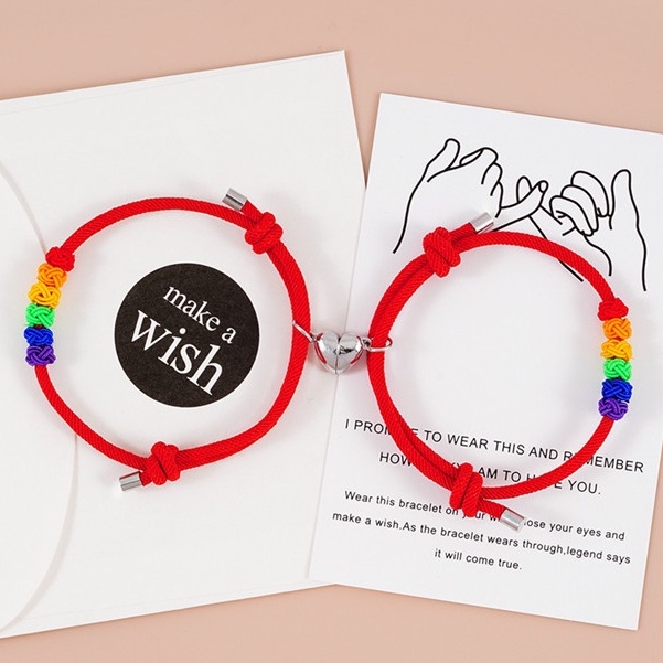 Set 2 Vòng Tay Thắt Nút Nam Châm Hình Quả Dứa Cầu Vồng Thời Trang