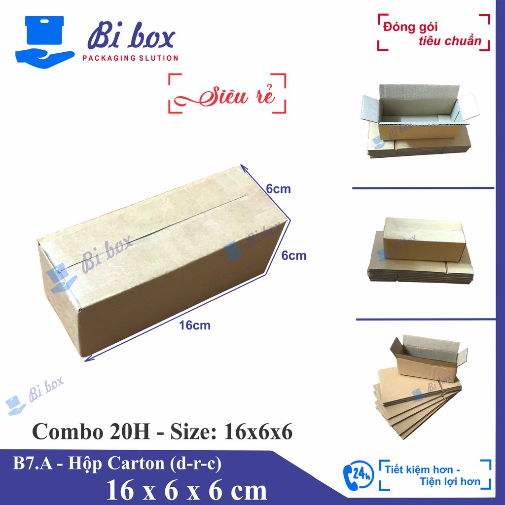 Combo 20 hộp giấy 16x6x6 - thùng hộp carton đóng hàng
