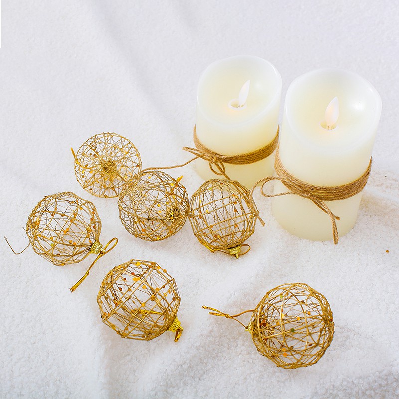 Set 6 Trái Châu Vàng Trang Trí Cây Thông Noel