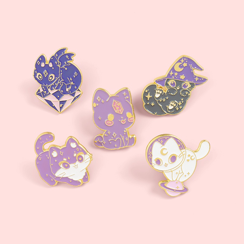 Ghim Cài Áo Tráng Men Hình Chú Mèo Dễ Thương