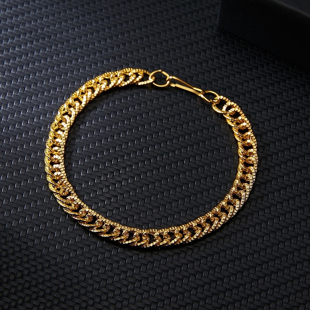 Vòng Tay Mắt Xích Màu Vàng Phong Cách Punk Hip hop Cho Nam