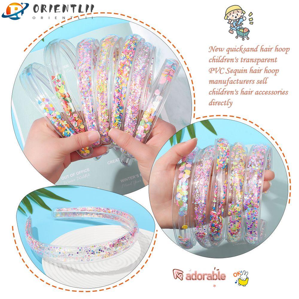 Fashion Transparent Quicksand Headbands Glitter Sequin Teeth Hairbands For Kids Girls