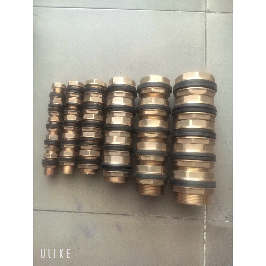 Ốc ép bồn nước, thùng phi bằng thau ren 21/27/34