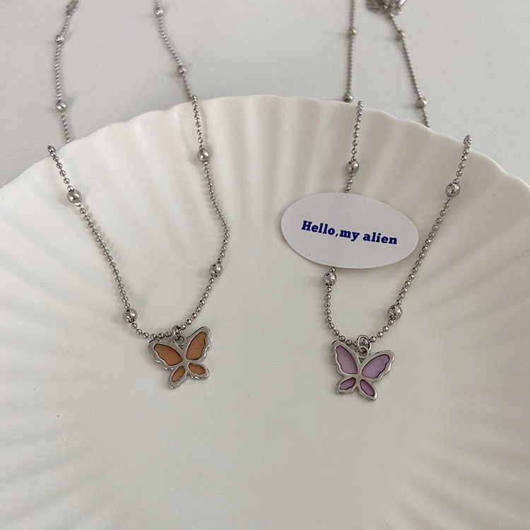 Dây Chuyền Mặt Hình Bướm Trong Suốt Phong Cách Hàn Quốc 22478