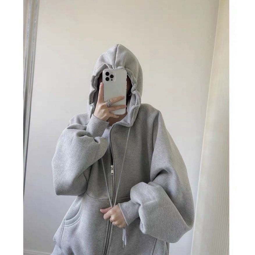 Áo Khoác Nỉ Unisex Form Rộng Phối Dây Kéo Cực Hot cho Teen