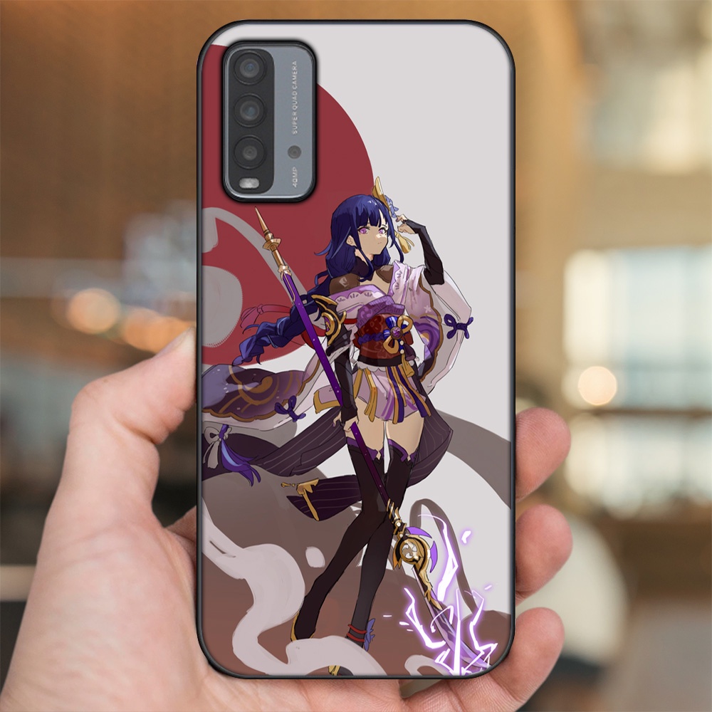 Ốp lưng Xiaomi Redmi 9T viền đen in hình Raiden Shogun Genshin Impact
