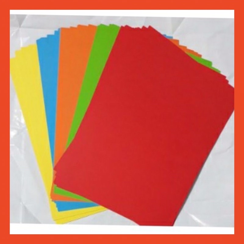 01 TỜ GIẤY BÌA MÀU KHỔ A4 - ĐỎ,XANH LÁ,VÀNG,XANH DƯƠNG,CAM