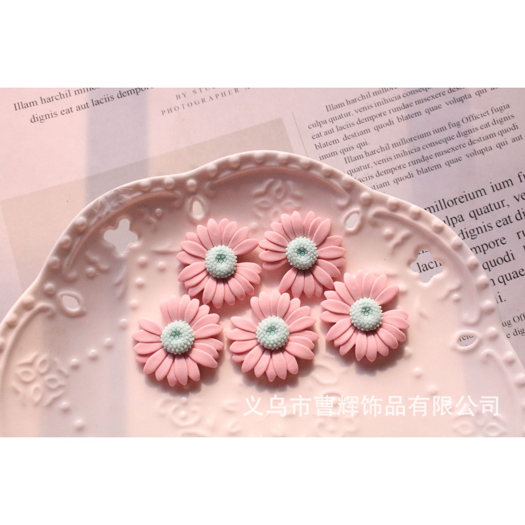 Charm hình hoa cúc họa mi, sticker mô hình hoa cúc nhiều màu, phụ kiện kết hợp kem keo trang trí kẹp tóc, handmade, DIY