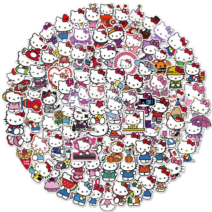 Sticker HELLO KITTY nhựa PVC không thấm nước, dán nón bảo hiểm, laptop, điện thoại, Vali, xe, Cực COOL #125