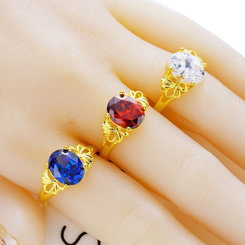 Trang sức nhẫn đá quý mạ vàng 24K thời trang dành cho nữ