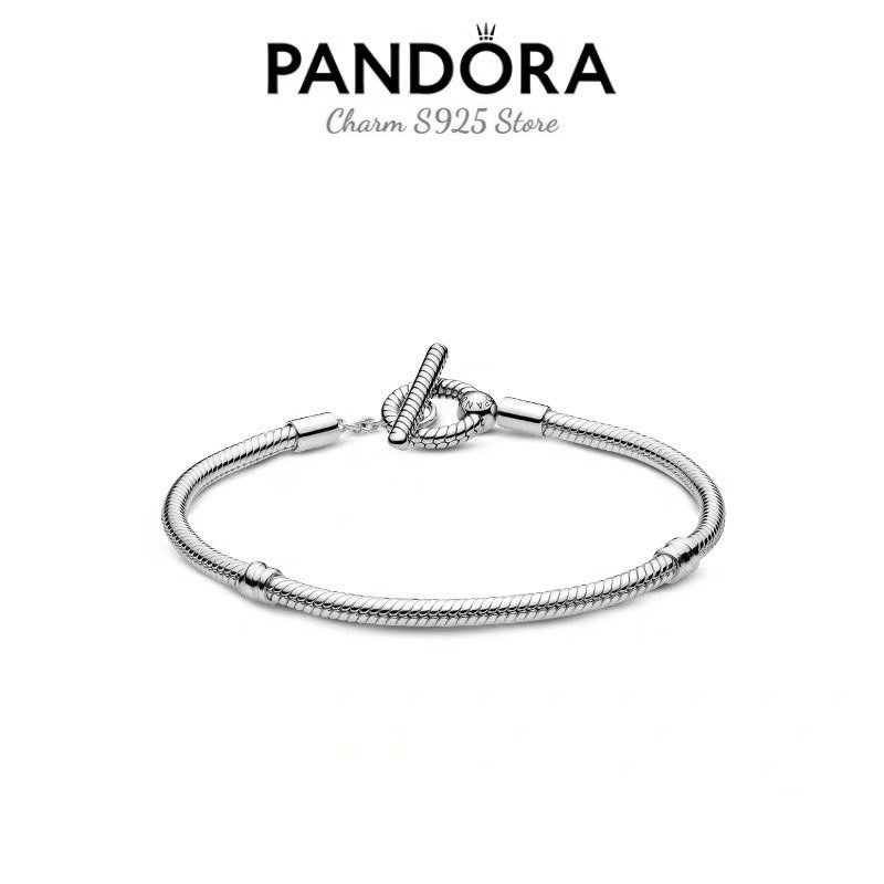 combo bộ vòng tay pan Ale khoá T mix 4 hạt charm tim hoa hồng bạc s925