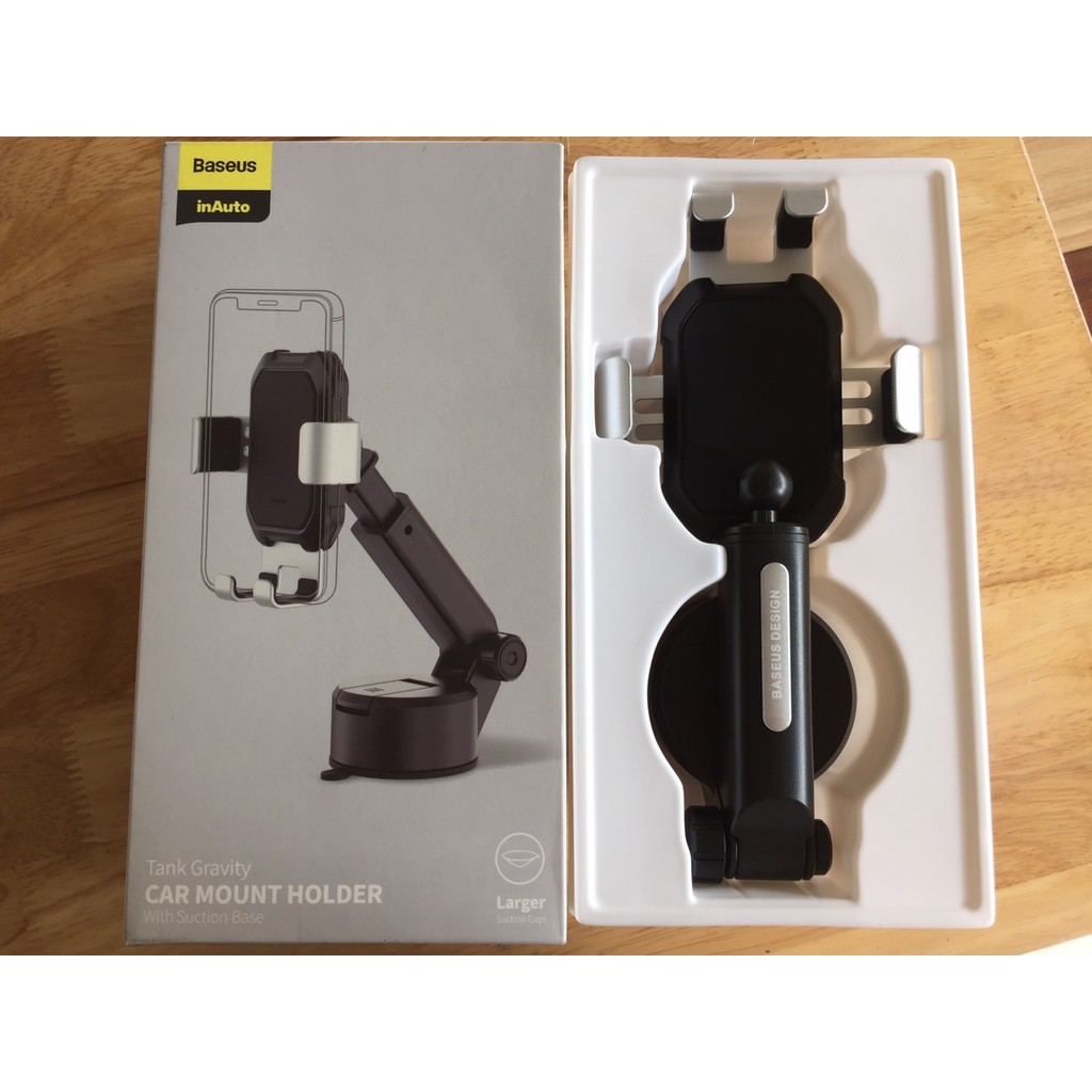 Giá đỡ điện thoại hút chân không dùng gắn kính hoặc táp lô trên xe hơi Baseus Tank Gravity Car Mount | BigBuy360 - bigbuy360.vn