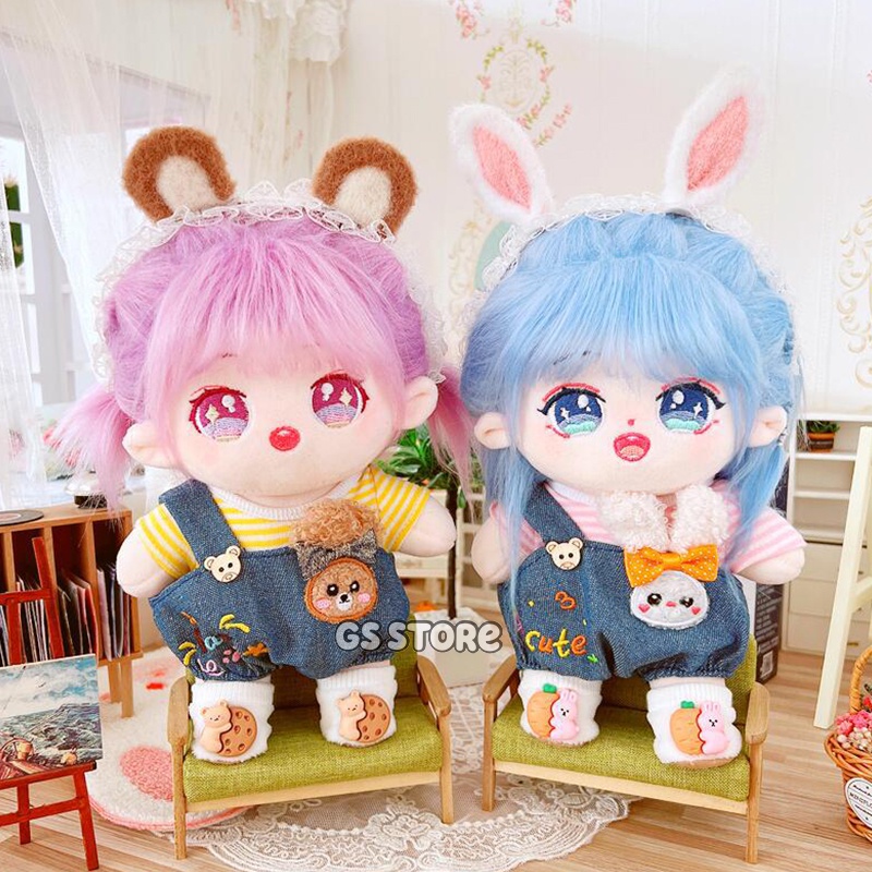 Búp Bê Mặc Yếm Sọc 20cm Đáng Yêu