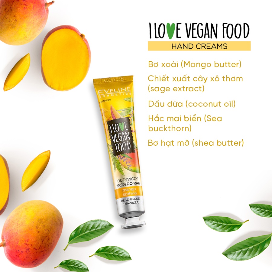 Kem Dưỡng Da Tay EVELINE I Love Vegan Food 50ml