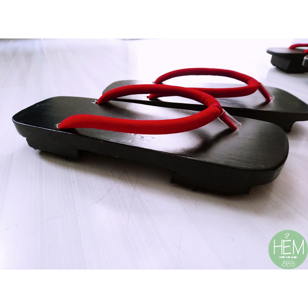 Guốc gỗ Nhật/Geta quai nhung đỏ 2 phân, 4 phân