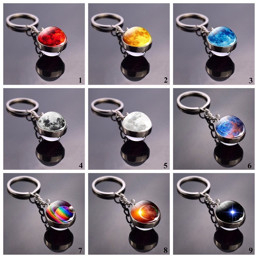 CACTU Pendant Glass Dome Chain|Ball Time|Solar System Keychain