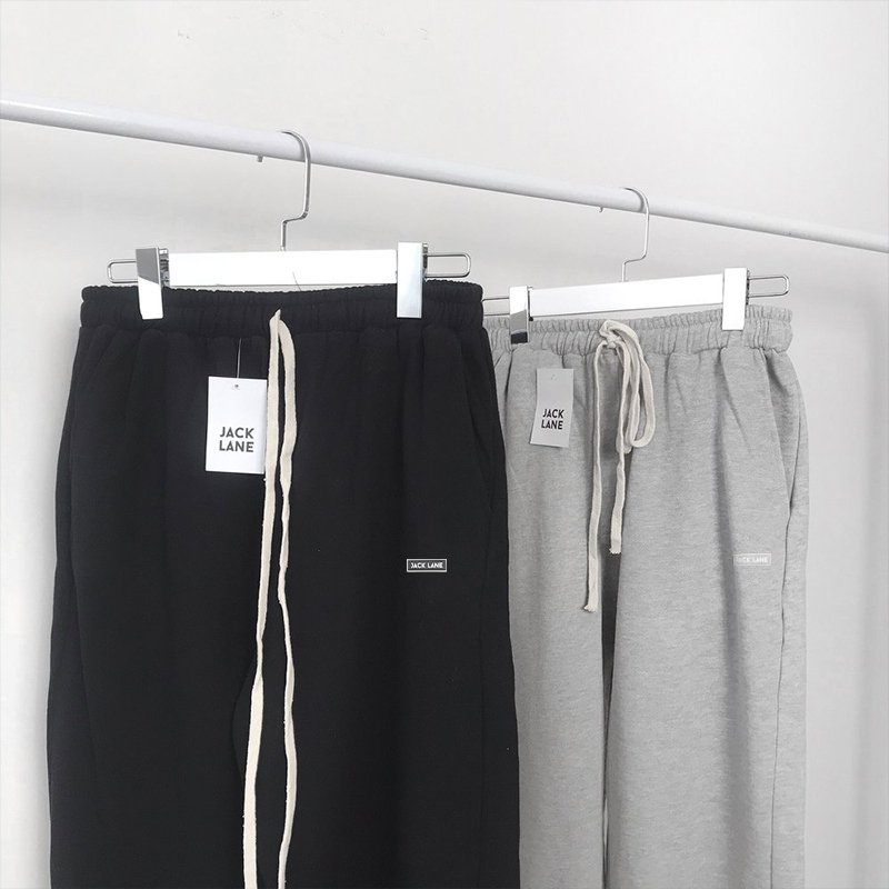 Quần nỉ trơn bo gấu, JACKLANE , quần dài nam nữ Unisex form rộng dáng Hàn