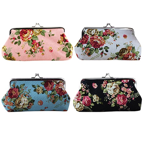 Ví nữ họa tiết hoa bằng vải canvas tiện lợi