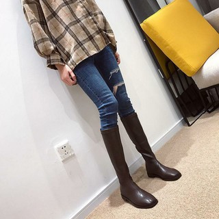 Boots đùi da nữ đế thấp