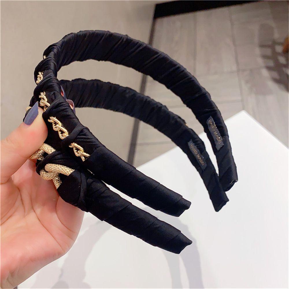 SHOUKEY Kẹp Tóc Kim Loại Màu Đen Phối Chuỗi Xích Handmade Thanh Lịch Cho Nữ