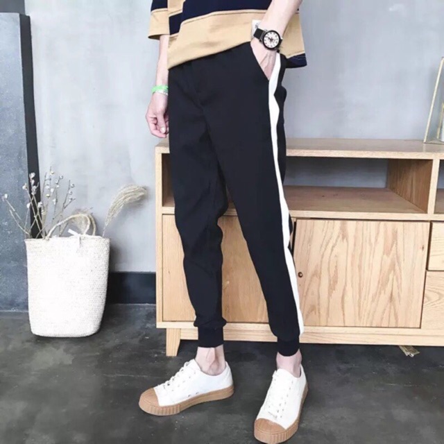 Quần jogger nam/nữ nỉ 1 sọc kèm ảnh thật