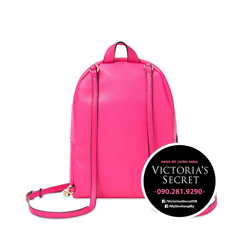 Balo mini hồng đậm chữ V có gắn bi nhỏ KT 21x23x8cm - Hàng nhập Victoria's Secret USA