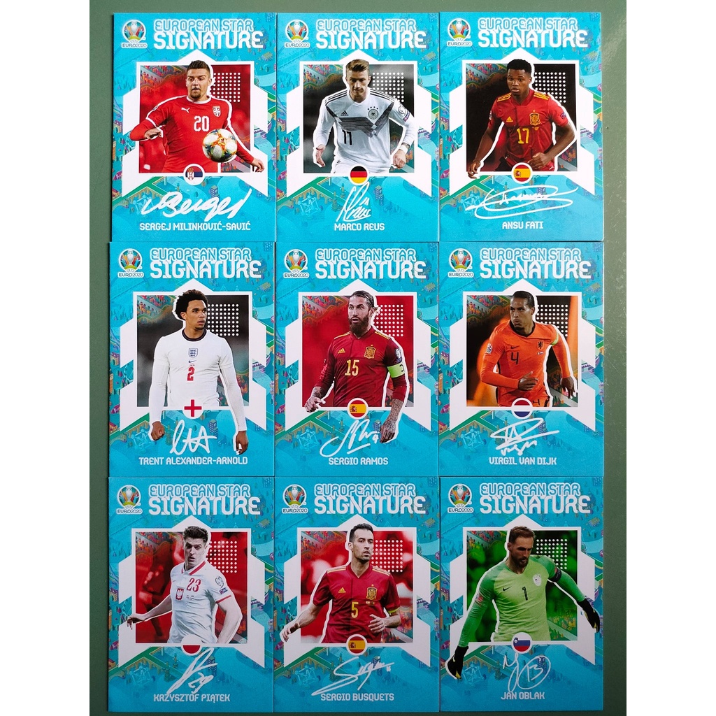 Thẻ Cầu Thủ Bóng Đá SKY Card EURO 20 SIGNATURE | Ibrahimovic Ramos Busquets Arnold Van Dijk Zaniolo Cancelo Fati Stegen