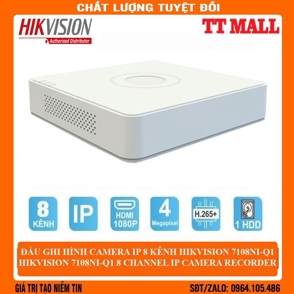 [Mã ELHAMS5 giảm 6% đơn 300K] ĐẦU GHI HÌNH CAMERA IP 8 KÊNH HIKVISION DS-7108NI-Q1 - HÀNG CHÍNH HÃNG