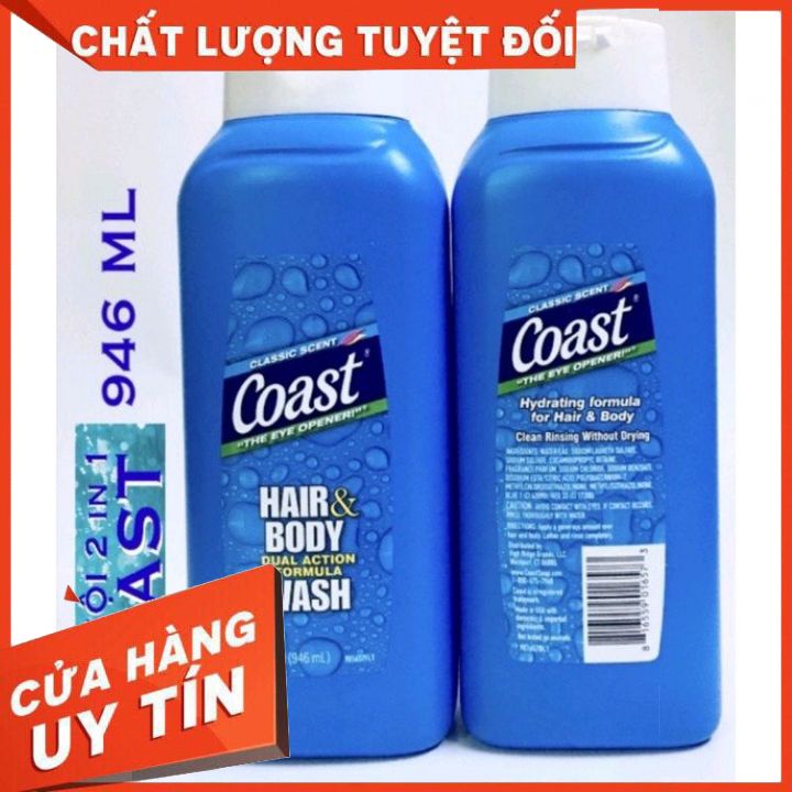 [ HÀNG NHẬP KHẨU] TẮM GỘI TOÀN THÂN COAST 946ML MỸ - Hair &amp; Body Wash - DÀNH CHO CẢ NAM LẪN NỮ - DIỆT TRỪ VI KHUẨN