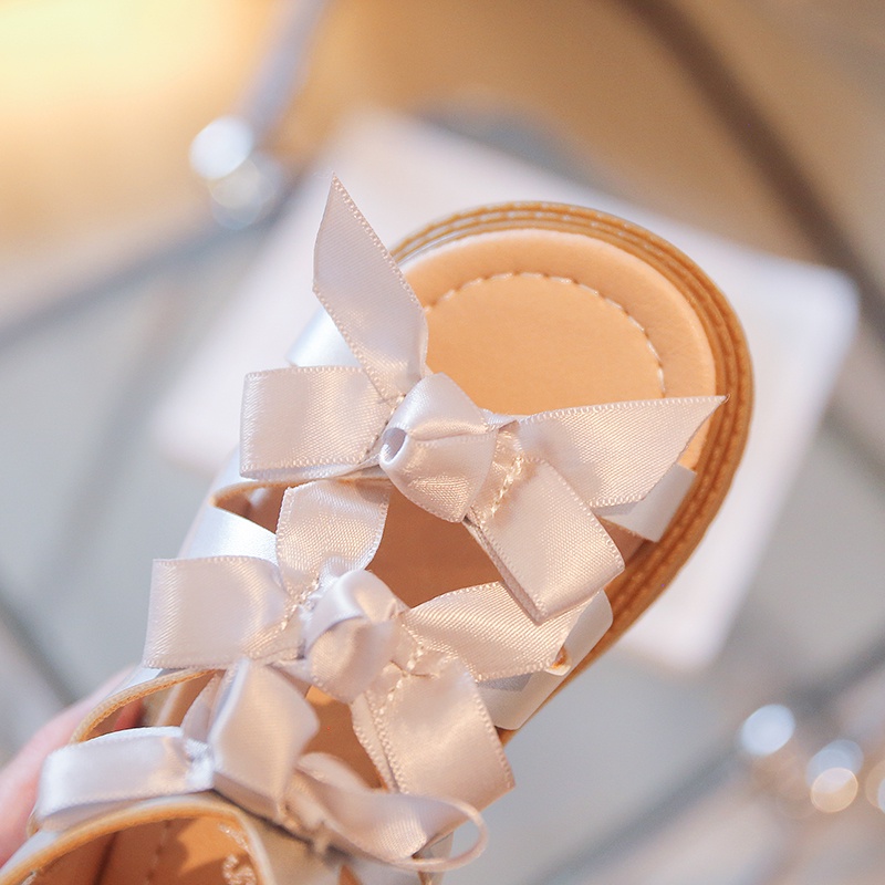 Xăng đan Đế Mềm Chống Trượt Đính Nơ Dễ Thương Dành Cho Bé Gái 2-16 Tuổi