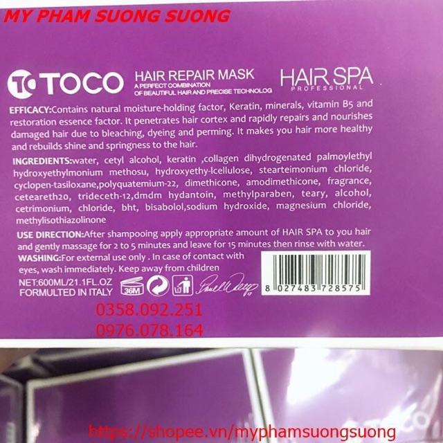 Hấp dầu tóc phục hồi Toco Collagen 600ml