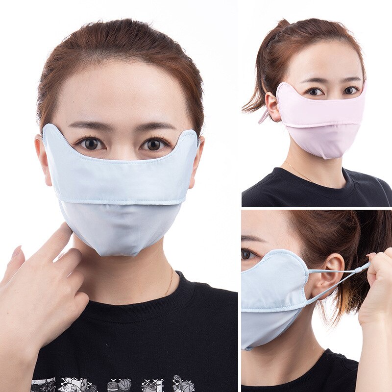 Khẩu Trang Chống Nắng Bằng Lụa Lạnh Thoáng Khí Chống Tia Cực Tím Bảo Vệ Tai Cho Nam Và Nữ