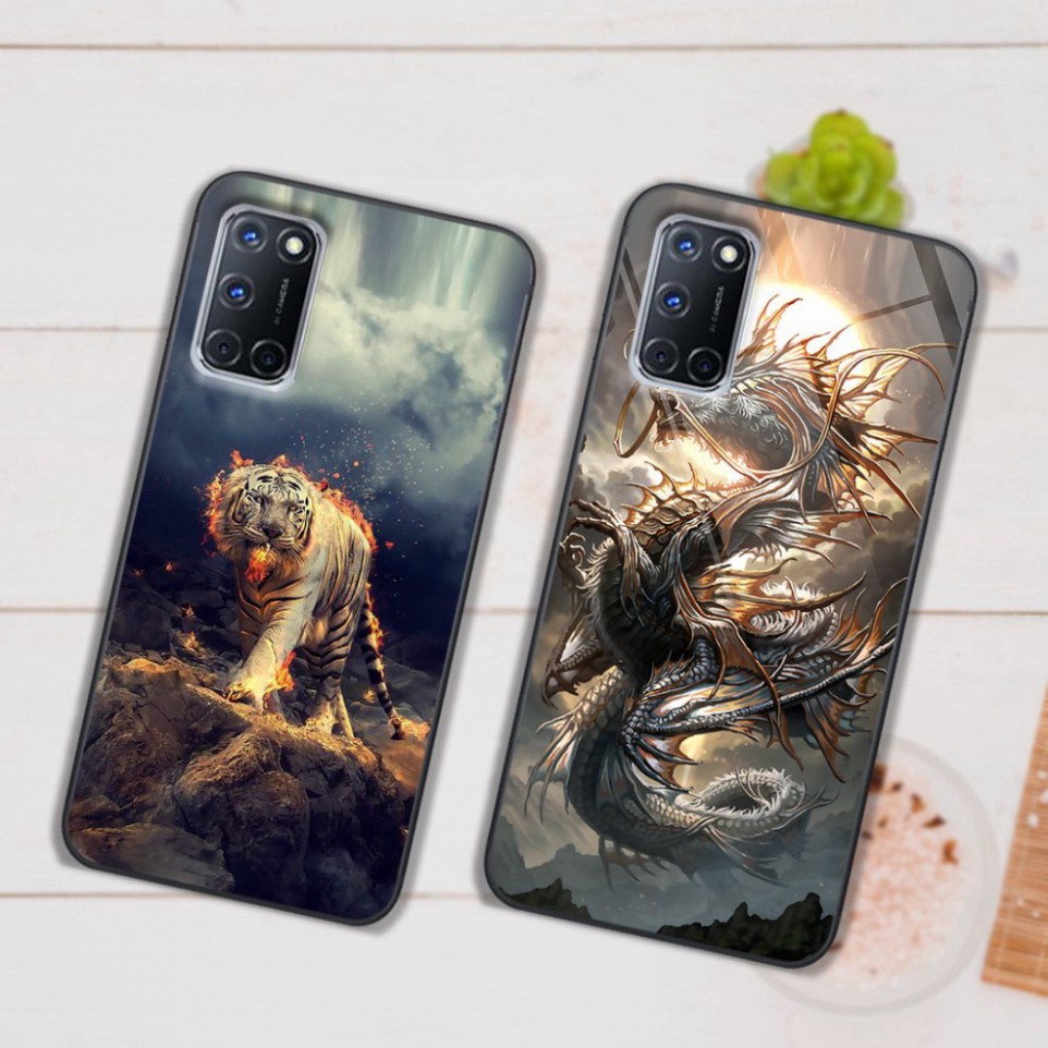 Ốp lưng kính CƯỜNG LỰC điện thoại OPPO A52 - A92 - A53 in hình rồng sói Doremon Case