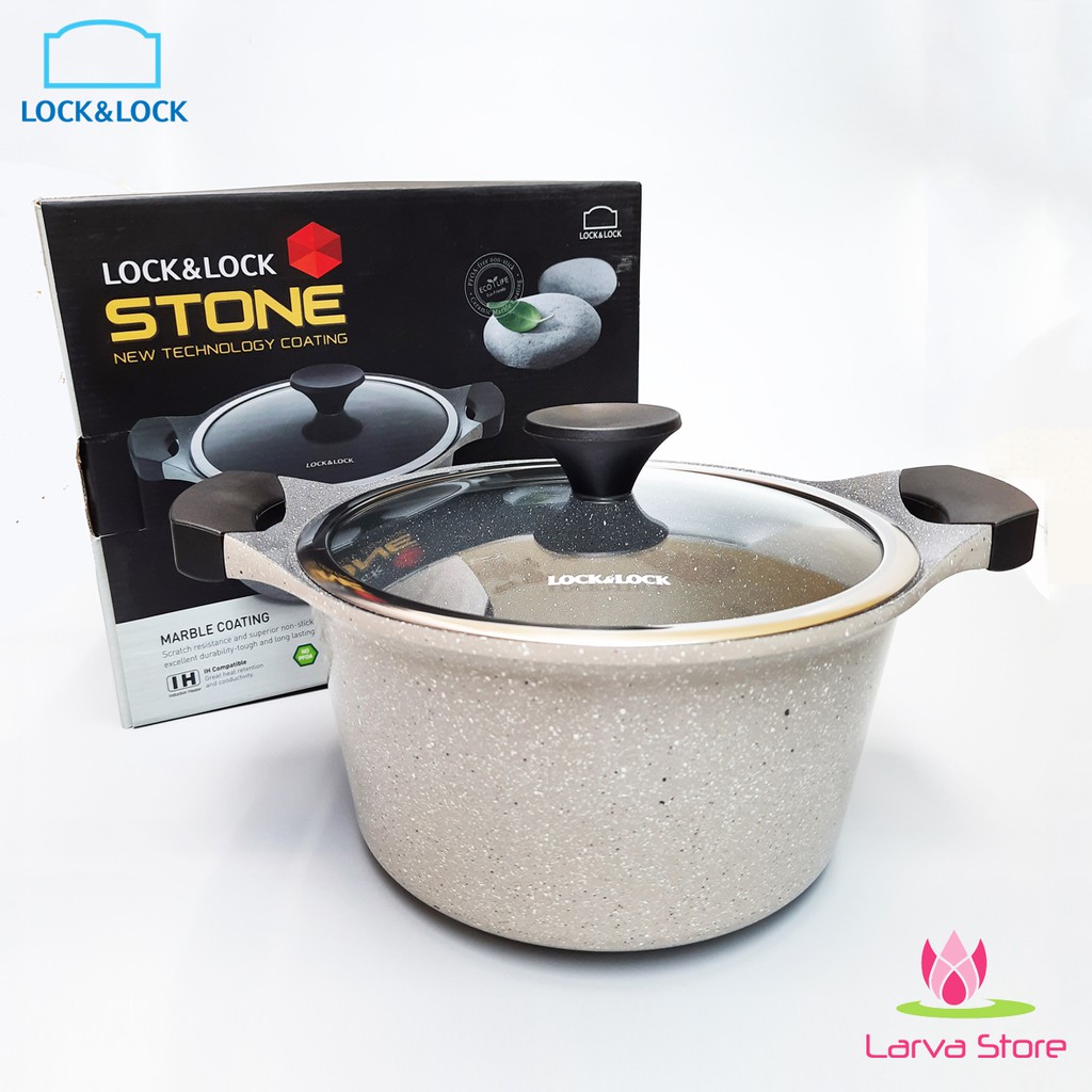 Nồi Đá Lock&amp;Lock Stone LCA6244D 24cm Lòng Chống Dính Siêu Bền Đáy Từ - Larva Store