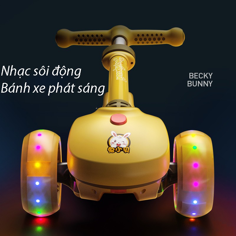 XE TRƯỢT SCOOTER CHO BÉ,có thể Đứng và Ngồi chòi chân , có nhạc và đèn ở bánh xe