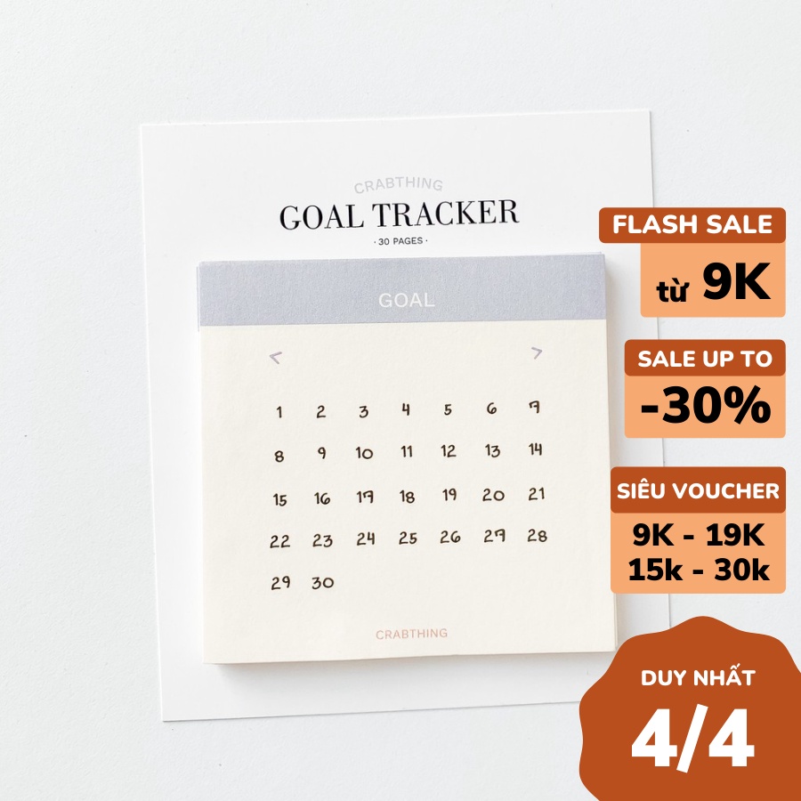 Giấy note theo dõi mục tiêu - Crabit Goal Tracker Notepad - 30 tờ