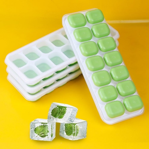 Khay Đựng Đá Tủ Lạnh Silicon Có Nắp Đậy 14 Viên Bảo Quản Chống Mùi