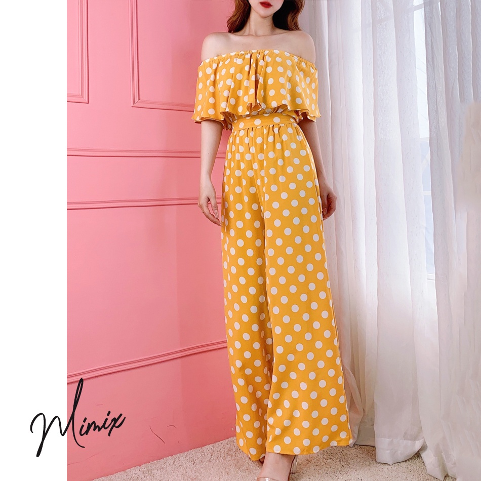 Jumpsuit cổ vest áo liền quần họa tiết khối a MIMIX BL3225