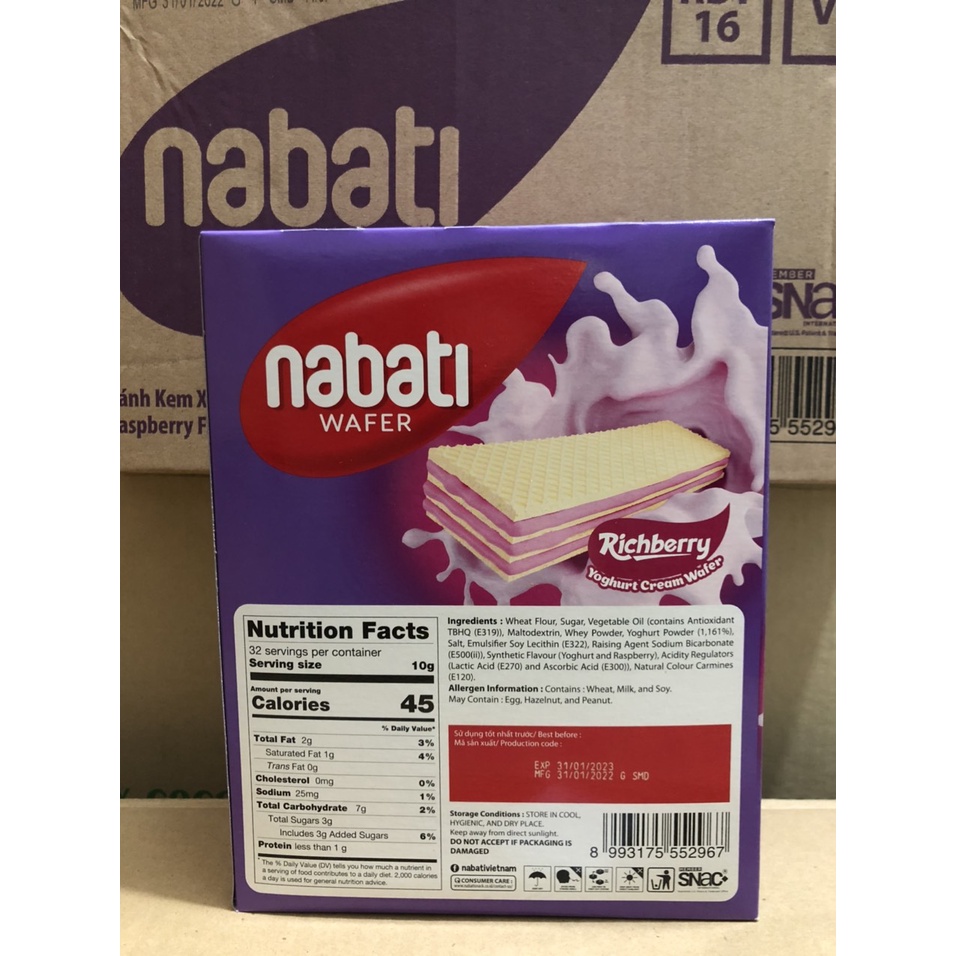 Bánh Xốp Nabati Sữa chua hương phúc bồn tử Hộp 320G