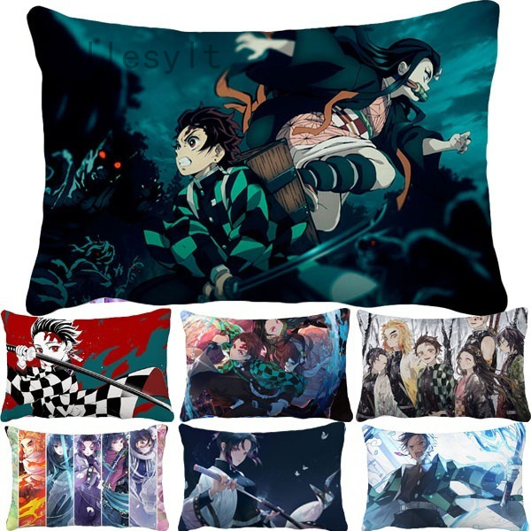 Vỏ Gối Chữ Nhật In Hình Anime Demon Slayer 15 Kiểu Bằng Polyester 50 Cm * 30 Cm