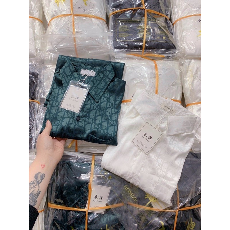 ÁO SƠ MI GẤM LỤA HOẠ TIẾT CHỮ