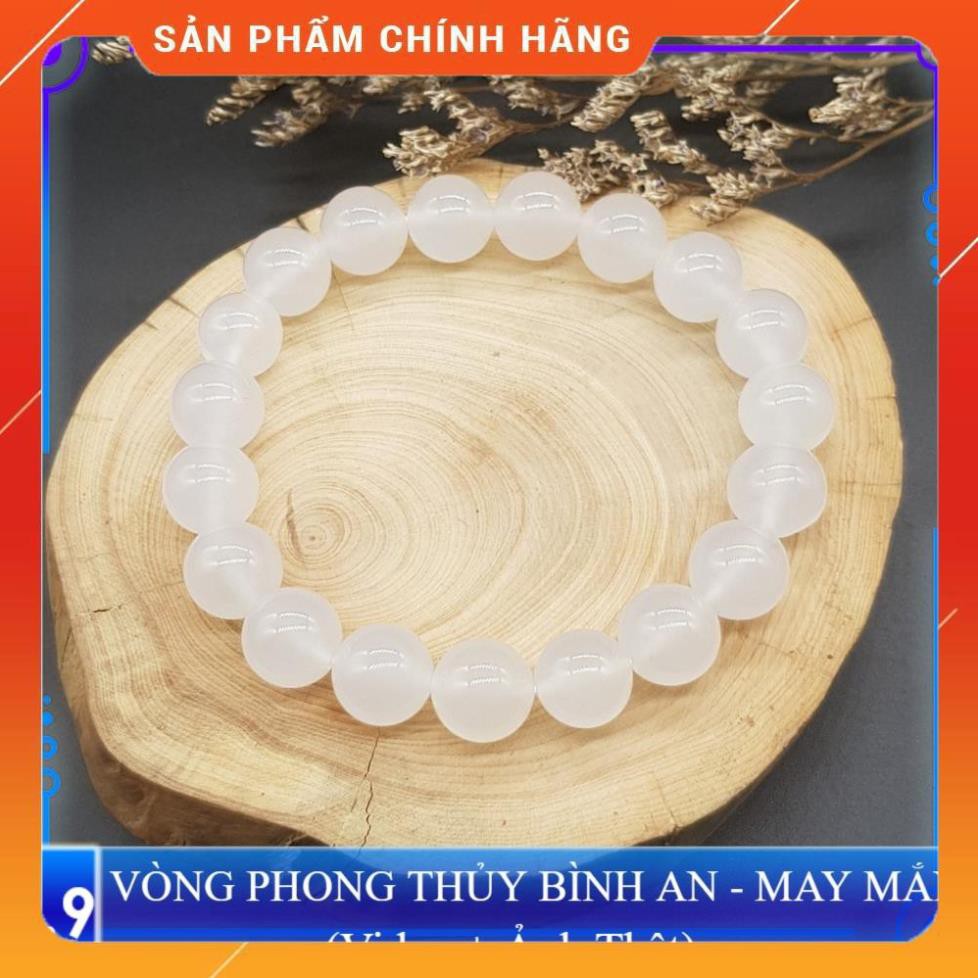 *GIẢM GIÁ* Vòng tay Phong thủy Trắng may mắn, tài lộc, bình an phù hợp Nam Nữ Mệnh Kim, Thủy - Đủ size 6,8,10,12 ly (mm)