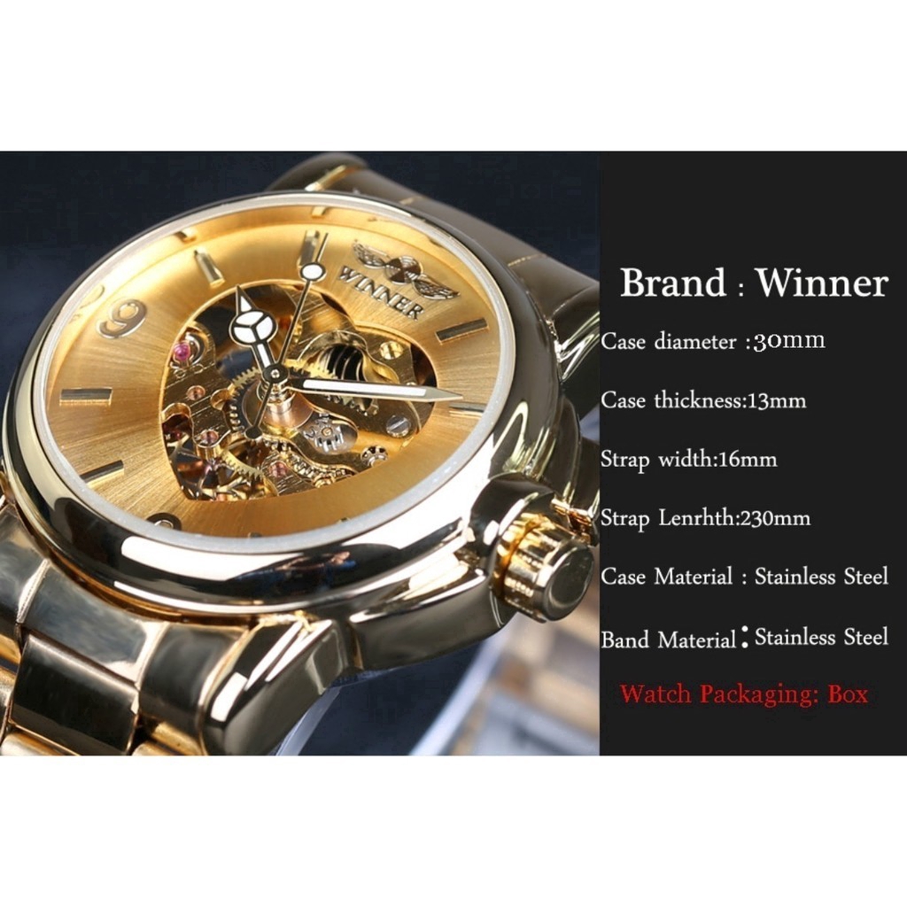 WINNER Women's Watch Mechanical Skeleton Wristwatch FĐồng hồ nữ WINNER Cơ Skeleton Đồng hồ đeo tay Thời trang Thép không