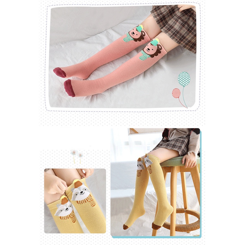 Tất Đầu Gối Hoạ Tiết Kẻ Sọc Hoạ Tiết Hoạt Hình Cho Bé Gái