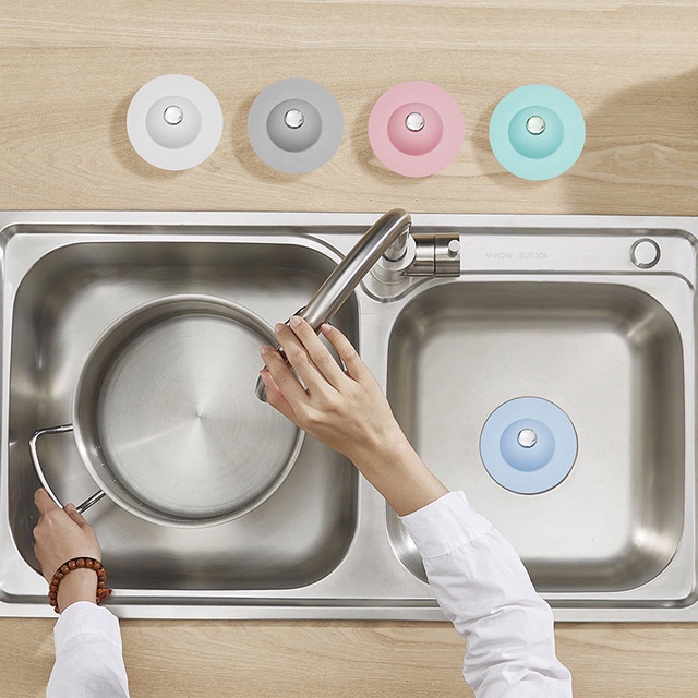 Miếng Chặn Tóc / Cống Thoát Nước / Cống Thoát Nước 2 Trong 1 Bằng Silicone Màu Xanh Dương Cho Nhà Bếp / Phòng Tắm