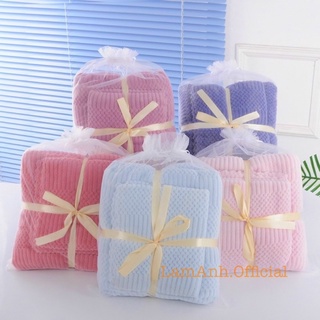 Set khăn tắm gội Xuất Hàn chính hãng cao cấp 70*140cm