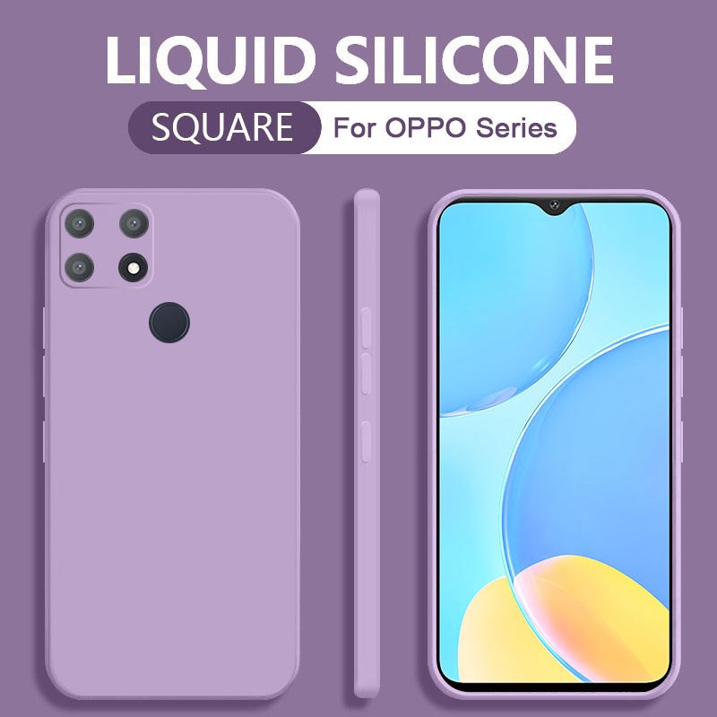 Ốp điện thoại mềm cạnh vuông màu trơn cho OPPO A17 A57 A77 A95 Reno 7 8 Pro