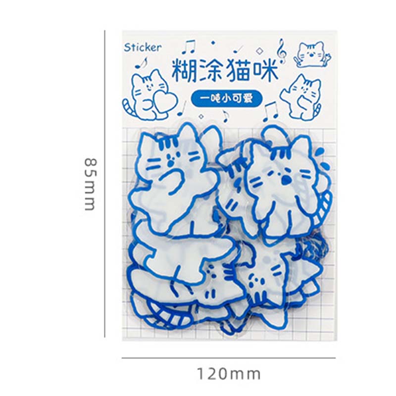 Set 40 miếng dán trang trí nhật kí họa tiết động vật / biểu cảm khuôn mặt đáng yêu