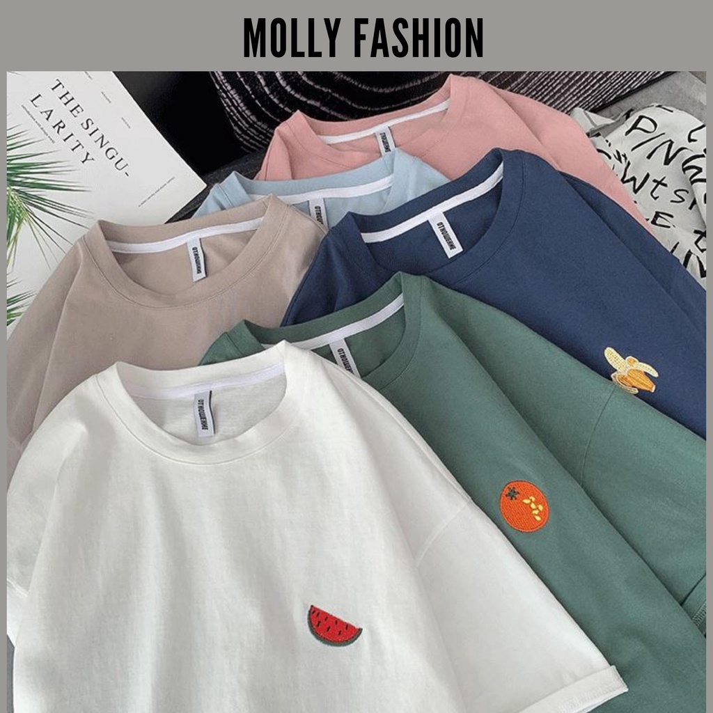 Áo thun tay lỡ ❤️ Áo phông Unisex FRUIT form rộng Freesize dành cho nam nữ Molly Fashion